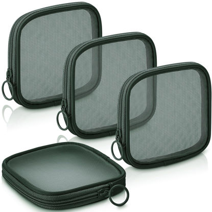Picture of Weewooday 4 Pcs Mesh Makeup Bag Mesh Cosmetic Bag Travel Toiletry Bag Pouch with Zipper Mini Portable Makeup Cosmetic Travel Toiletry Purse Bag for Daily Accessories (Olive Green,Small)