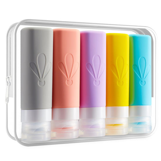 Picture of INSFIT Travel Bottles for Toiletries, TSA Approved 3oz Travel Size Containers, BPA Free Leak Proof Squeezable Silicone Tubes for Shampoo Conditioner Lotion Soap with Labels