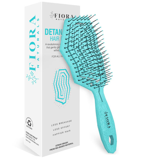 Picture of Fiora Naturals Hair Detangling Brush -100% Bio-Friendly Detangler hair brush w/Ultra-soft Bristles- Glide Through Tangles with Ease - For Curly, Straight, Women, Men, Kids, Toddlers, Wet and Dry Hair