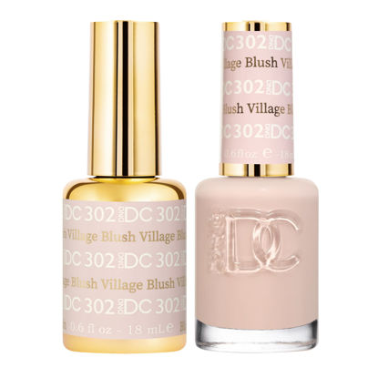 Picture of DND DC Gel Polish Set, Beige Nude Collection, UV/LED Gel Polish and Air Dry Nail Lacquer, Matching Chip-Free Polish Duo, 302 Blush Village, 0.5 Fl Oz