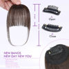 Picture of ELEFOCUS Clip in Bangs 100% Real Human Hair Extensions Wispy Dark Brown Fake Bangs Hair Clip on bangs for women Fringe with Temples Hairpieces Faux Bangs for Daily Wear