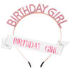 Picture of Birthday Girl Princess Black Rhinestone Headband Set - Glitter Sash, Crown, and Tiara Accessories Gift