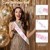 Picture of Birthday Girl Princess Black Rhinestone Headband Set - Glitter Sash, Crown, and Tiara Accessories Gift