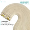 Picture of YoungSee Sew in Hair Extensions Real Human Hair Blonde Human Hair Weft Extensions Platinum Blonde Sew in Real Hair Extensions Soft Sew in Weft Hair Extensions Human Hair for Women 20Inch 100G