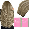 Picture of YoungSee Sew in Hair Extensions Human Hair Balayage Brown Human Hair Weft Extensions Medium Brown Fading to Brown Mix Platinum Weft Hair Extensions Real Human Hair no Tangle 20Inch 100G