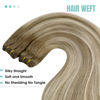 Picture of YoungSee Sew in Hair Extensions Human Hair Balayage Brown Human Hair Weft Extensions Medium Brown Fading to Brown Mix Platinum Weft Hair Extensions Real Human Hair no Tangle 20Inch 100G