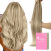 Picture of YoungSee Clip in Human Hair Extension Highlight Human Hair Clip in Extensions Light Blonde Highlighted Golden Blonde Clip in Hair Extensions Real Human Hair Long for Women 24Inch 7Pcs 120G