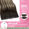 Picture of YoungSee Wire Hair Extensions Brown Balayage Invisible Wire Hair Extensions Human Hair Ombre Dark Brown with Ash Blonde Fish Line Human Hair Extensions for Women 20Inch 100G