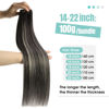 Picture of YoungSee Sew in Hair Extensions Real Human Hair Black Human Hair Weft Extensions Blend of Black and Silver with Black Roots Black Sew in Extensions Human Hair Ombre Hair Weft Extensions 22Inch 100G
