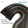 Picture of YoungSee Sew in Hair Extensions Real Human Hair Black Human Hair Weft Extensions Blend of Black and Silver with Black Roots Black Sew in Extensions Human Hair Ombre Hair Weft Extensions 22Inch 100G