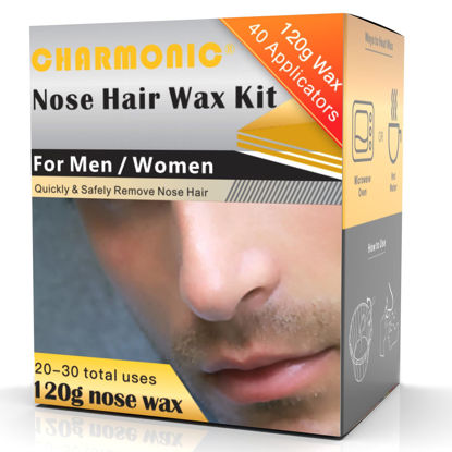Picture of 120g Nose Hair Waxing Kit with 40 Applicators - Quick & Painless Hair Remover for Men and Women, Up to 20 Uses