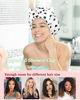 Picture of Luvruitaky Shower Cap Luxury Shower Caps for Women Reusable Waterproof Hair Cap for Shower with Adjustable Bowknot Hair Bath Cap (White)