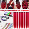 Picture of TOFAFA 22 inch Colored Hair Extensions Straight Hairpiece, Colorful Hair Extensions Party Highlights Clip in Long Synthetic Hair Extensions for Girls Women Kids Favor Gift(10 PCS Red)