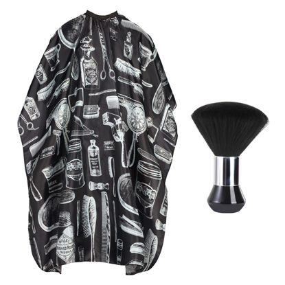 Picture of YELEGAI Professional Hair Cutting Cape with Neck Duster Brush, Large Size Salon Barber Cape for Men, Women and Kids(Barber Supplies Pattern)