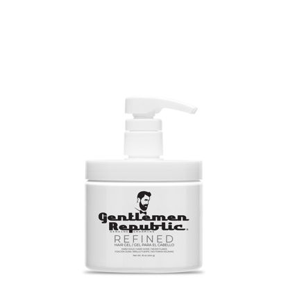 Picture of Gentlemen Republic 16oz Refined Hair Gel w/Pump - Professional Formula for 24 Hour Shine and Hold, Humidity Resistant, 100% Alcohol-Free and Never Flakes, Made in the USA