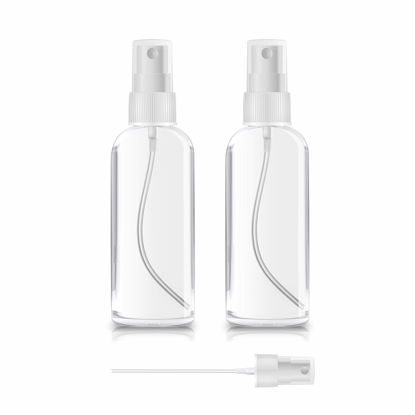 Picture of ZEROFIRE 2 Pack Spray Bottles 2oz Clear Plastic Empty Refillable Mini Spritzer for Travel, Cleaning, Gardening, Skin Care Atomizer for Essential Oils, Perfume