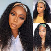 Picture of Headband Wig Deep Wave Human Hair Wig 18 inch None Lace Front Wigs for Black Women Deep Curly Wave Machine Made Wigs Natural Color