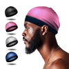 Picture of Selalu 4Pcs Silk Stocking Wave Caps for 360 Waves, Silky Durag for Men, Stain Caps