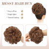 Picture of FESHFEN Messy Bun Hair Piece Wavy Curly Light Auburn Large Hair Bun Scrunchies Extensions Synthetic Tousled Updo Hairpieces for Women Girls