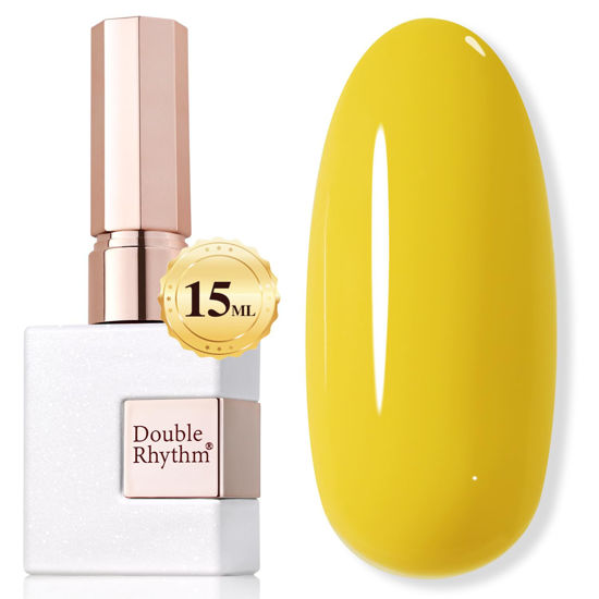 Picture of Double Rhythm 15ML Gel Polish Jelly Sheer Pastel Light Milky Color 1 PC 0.53 OZ Bottle UV Nail Polish Art Salon at Home for Women (Yellow-B-A1396)