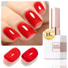 Picture of Double Rhythm 15ML Gel Polish Jelly Sheer Pastel Light Milky Color 1 PC 0.53 OZ Bottle UV Nail Polish Art Salon at Home for Women Girls (Red-B-A1450)