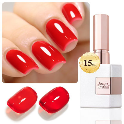 Picture of Double Rhythm 15ML Gel Polish Jelly Sheer Pastel Light Milky Color 1 PC 0.53 OZ Bottle UV Nail Polish Art Salon at Home for Women Girls (Red-B-A1450)