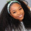 Picture of Kinky Curly Headband Wig Human Hair None Lace Front Wigs Glueless Human Hair Wigs 16 Inch Virgin Brazilian Kinky Curly Machine Made Wigs Human Hair Wigs for Black Women