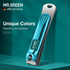 Picture of MR.GREEN Nail Clippers Curved Blades Fingernail Cutter Nippers Manicure Scissors Stainless Steel Pedicure Tools with Nail Flies (Medium-Blue+Glass File)