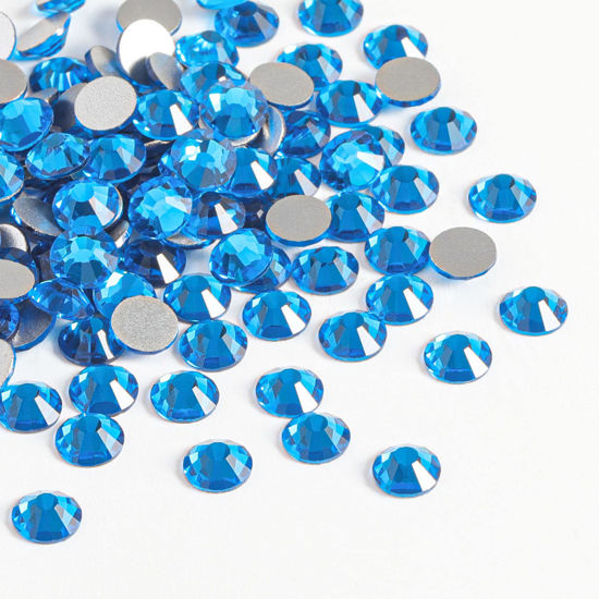 Picture of Beadsland 2880pcs Flat Back Crystal Rhinestones Round Gems for Nail Art and Craft Glue Fix, Capri Blue, SS20,4.6-4.8mm