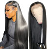 Picture of 13x6 Straight Lace Front Wigs Human Hair HD Transparent Lace Front Human Hair Wigs for Black Woman Brazilian Lace Frontal Wigs Human Hair Glueless Wigs Human Hair Pre Plucked Natural Color 30inch