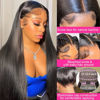 Picture of 13x6 Straight Lace Front Wigs Human Hair HD Transparent Lace Front Human Hair Wigs for Black Woman Brazilian Lace Frontal Wigs Human Hair Glueless Wigs Human Hair Pre Plucked Natural Color 30inch