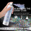 Picture of Body Glitte Spray, 150ML Silver Glitter Spray for Hair and Body, Long-Lasting and Quick-Drying Holographic Glitter Hairspray for Kids Women, Body Shimmer Festival Rave and Makeup 4.2 Fl Oz