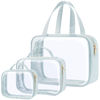 Picture of PACKISM Clear Toiletry Bags, 3 Pack Clear Makeup Bags with Handle Large Opening, Waterproof Clear Cosmetic Bags Fit Carry-on Travel Essentials, Travel Accessories Clear Travel Bags, Grayish Blue