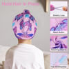 Picture of Basumee Microfiber Hair Towel Wrap for Kids 2 Pack Rapid Drying Hair Towel with Button Hair Turbans for Wet Hair Wraps Head Towel Wrap for Women and Girls, Blue Pink Butterfly