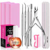 Picture of MORGLES Cuticle Remover kit, 100/180 Nail File and Nail Buffer Blocks, 1 Pcs Rose Cuticle Oil and Professional Pedicure Manicure Tools, Nipper Cutter for Fingernails and Toenails