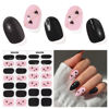 Picture of DUKASOU Valentine Semi Cured Gel Nail Strips, Black Heart | 28 pcs Gel Nail Strips Work with Any UV Lamp, Salon Quality Nail Stickers for Valentine’ Day, Include Prep Pads, Nail File&Wood Stick