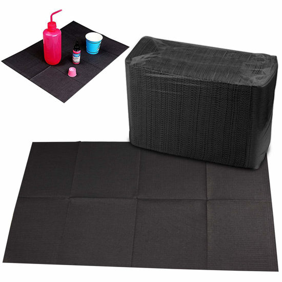 Picture of Disposable Dental Bibs Sheets Cloths, Tattoo Table Covers Clean Pad,Underpad Hygiene Personal Tattoo Bib Waterproof Tattoo TableCloth Tattoo Supply Sheet, 125pcs13" X 17" (Black) (125 Pcs)