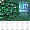 Picture of Multi Shapes Dark Green 3D Glass Crystal Nail Art Rhinestones Kit with Flatback Round Bead Charm Gem Stone Jewelry Diamond with Pickup Pen + Tweezer for Manicure Makeup DIY Craft Decoration