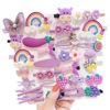 Picture of 28 PCS Cute Hair Clips Fashion Girls Hair Accessories Flower Fruit Colorful Rainbow Candy Dessert Lovely Animal Barrettes Set Non-slip Metal Snap Pins for Girls Kids Teens Toddlers (Style E)
