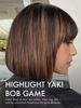 Picture of LUVME HAIR 12 Inch Yaki Straight Bob Wig with Bangs Human Hair Glueless HD Lace Bob Wig with Brown Highlights, Ready to Go Short Wigs For Women 180 Density Breathable Cap