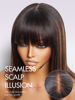 Picture of LUVME HAIR 12 Inch Yaki Straight Bob Wig with Bangs Human Hair Glueless HD Lace Bob Wig with Brown Highlights, Ready to Go Short Wigs For Women 180 Density Breathable Cap