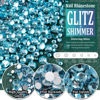 Picture of Multi Shapes Lake Blue 3D Glass Crystal Nail Art Rhinestones Kit with Flatback Round Bead Charm Gem Stone Jewelry Diamond with Pickup Pen + Tweezer for Manicure Makeup DIY Craft Decoration