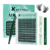Picture of KEYYOU Lash Extension Kit 144pcs Air Touch Lash Clusters with Bond and Seal Lash Applicator Remover D Curl DIY Eyelash Extension Kit Easy to Apply at Home(Air01Kit-D-8-18Mix)