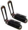 Picture of 2 Brown Color ALAZCO Folding Hair Brush With Mirror Compact Pocket Size Travel Car Gym Bag Purse Locker Swimming Camping Sleepover Gift and more