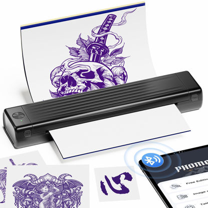 Picture of Itari Newly Upgrade Tattoo Stencil Printer for Tattoo Beginners, Tattoo Kit with 10 Pcs Transfer Paper, Thermal Tattoo Printer for Temporary Tattoos, Wireless Stencil Printer for Tattooing