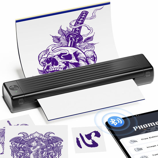 Picture of Itari Newly Upgrade Tattoo Stencil Printer for Tattoo Beginners, Tattoo Kit with 10 Pcs Transfer Paper, Thermal Tattoo Printer for Temporary Tattoos, Wireless Stencil Printer for Tattooing