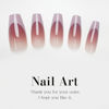 Picture of French Tips Press on Nails Medium Coffin Fake Nails Pink Ombre Acrylic Nails Glossy Nude False Nails Press ons Glue on Nails Full Cover Stick on Nails for Women Nails Deco 24Pcs