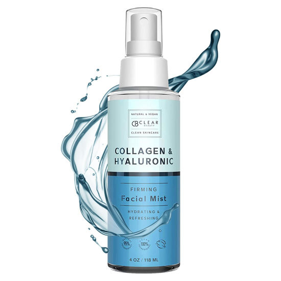 Picture of Clear Beauty Hyaluronic Acid & Collagen Face Mist - Dermatologist Tested, Moisturizes & Tones Skin, Anti-Aging, Natural Ingredients, Cruelty-Free Korean Skin Care - All Skin Types - 4 OZ