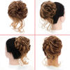 Picture of Messy Bun Hair Piece Tousled Updo Hair Buns Extension Elastic Hair Band Hair Pieces Curly Hair Bun Scrunchie For Women (Dark Brown Mix Golden Brown)