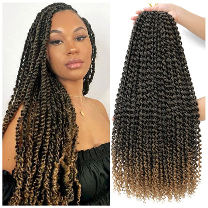 Picture of Dansama Passion Twist Hair Water Wave Braiding Hair for Butterfly Style Crochet Braids Bohemian Hair Extensions (24inch (Pack of 7), T1B/27)